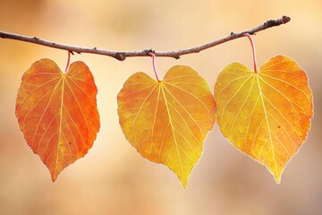 Vibrant autumn leaves hanging from a branch