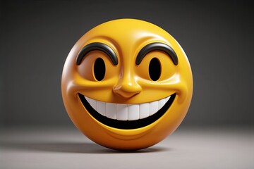 Fototapeta premium Three-Dimensional Playful Mischievous Emoticon with Grin
