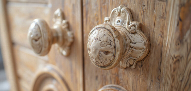 Decorative Vintage Door Knobs with Rustic Carved Patterns