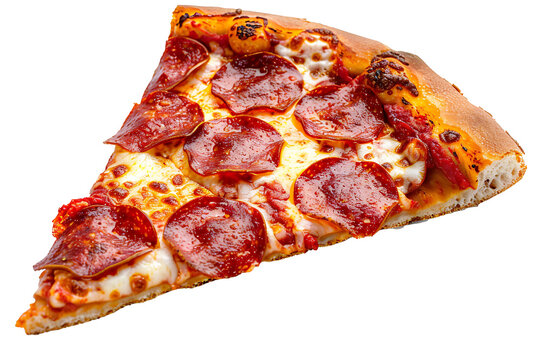 slice of pizza with pepperoni isolated on a transparent background