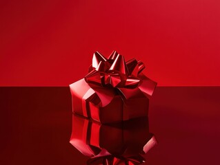 Vibrant red gift box with a shiny bow