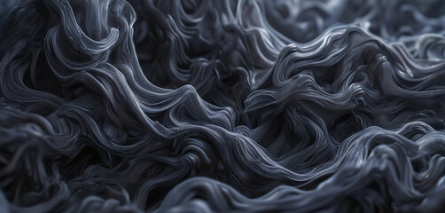 Fototapeta premium Abstract Swirling Black and Grey Waves with a Smoky Texture