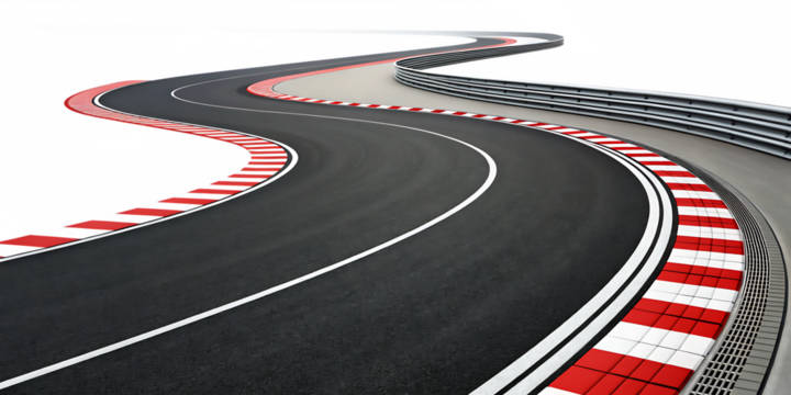 Empty Race Track with Modern Grandstand isolated on white background as transparent. PNG. AI GENERATED