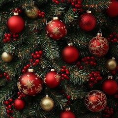 red christmas decoration background with ornaments