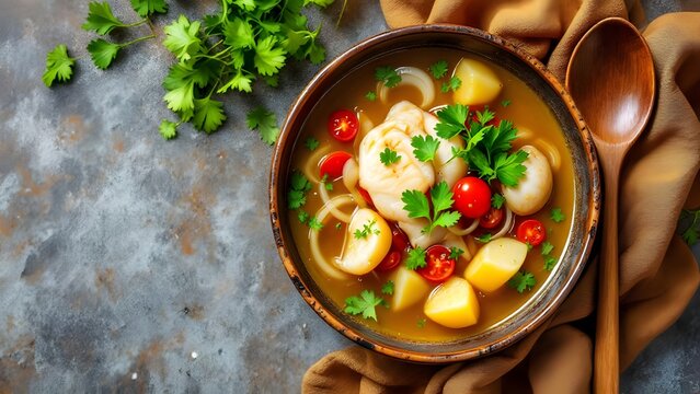 Caldillo de Congrio with Fresh Herbs (Chilean Cuisine)