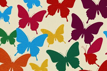 Group of Colorful Butterfly Silhouettes with Bold Texture Effect