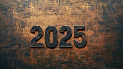 2025 wallpaper with rustic copper and bronze tones aged gradient 2025 in luxurious font modern and classic mix