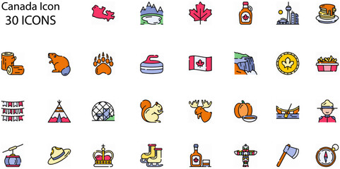 Set of Canada icons. Line art style icons bundle. vector illustration