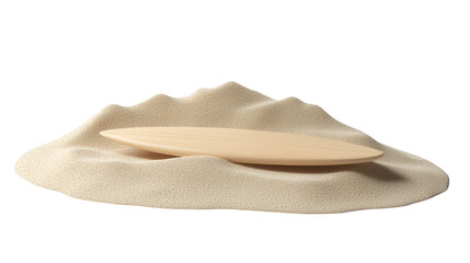 Surfboard on sand isolated on transparent background