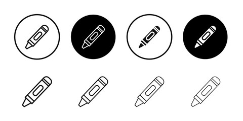 Crayon icon Flat art illustration in outline