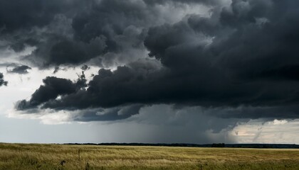 dark black clouds swarm before rain on background