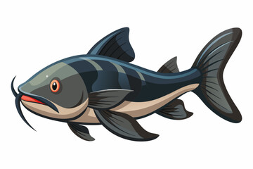 Traditionally American catfish vector art illustration