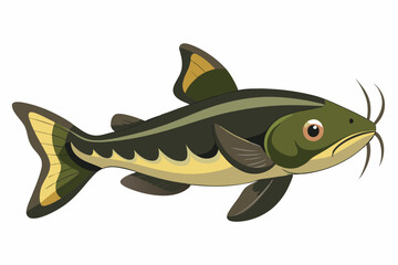 Traditionally American catfish vector art illustration