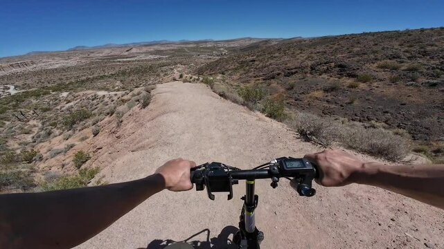 Mountain Bike POV Mojave Desert Canyon Downhill 2 Cycling in California USA