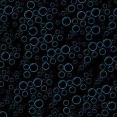 Water bubbles seamless pattern isolated on black