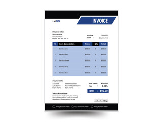 Invoice template design, Invoicing quotes, money bills, price invoices, 
