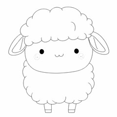 Obraz premium Educational coloring book for kids and toddlers, cute sheep, cartoon style, linear art.