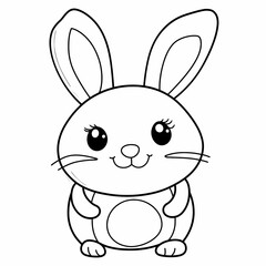 Obraz premium Educational coloring book for children and toddlers, Easter bunny , rabbit in cartoon style, linear art.