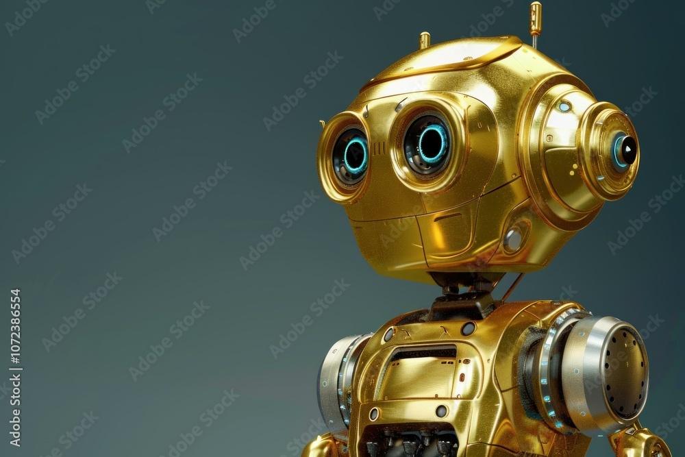 Poster golden robot is exploring the fascinating world of artificial intelligence and machine learning
