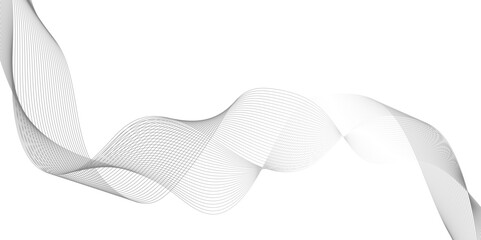 Abstract vector modern background with grey wavy lines and particles, abstract grey wave lines on transparent background, dynamic flowing wave lines design element.