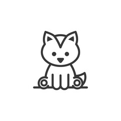 Line Drawing of a Sitting Cartoon Dog