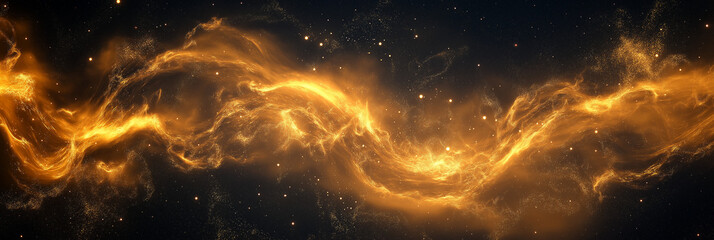 Waves of Golden Stardust Dancing Through the Cosmic Night: A Mesmerizing Symphony of Light and Shadow Where Dreams Take Flight in an Ocean of Celestial Particles