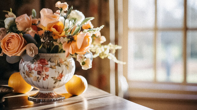 Beautiful flowers bouquet, botanical home decor and floral arrangement, English countryside style and florist design for floral shop, flower arranging workshop or class idea