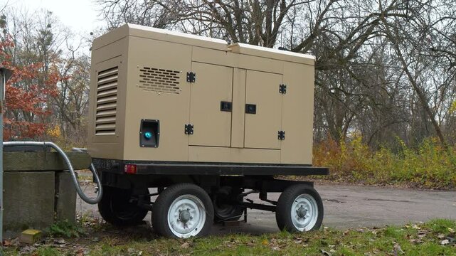 Mobile trailer type power station is an independent, complete power generation device and system. Source of electric energy. Mobile trailer diesel powered generator with four wheels