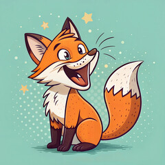 Obraz premium fox with a smile print for t-shirt,