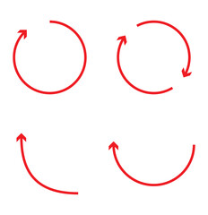 Set of circle arrows isolated on white background. Rotate arrow and spinning loading symbol. Circular rotation loading elements, redo process.