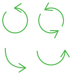 Obraz premium Circle Arrow icon set vector illustration, refresh, reload, Set of circle arrows rotating, different circular arrows of Green color isolated, recycle sign, Arrow clock wise rotating symbol, arrow sign