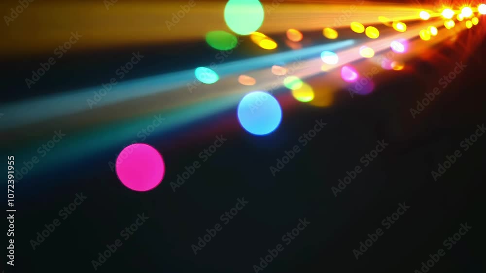 Wall mural abstract colorful light rays with bokeh effects creating a vibrant spectrum