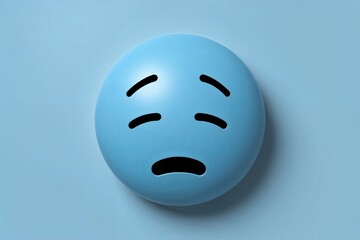 Fototapeta premium Three Dimensional Tired Face Emoticon Isolated in Light Blue Drowsy Expression