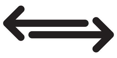 Black long dual arrow icon. Simple dual arrow icon vector isolated. Dual arrow vector icon on white background.
