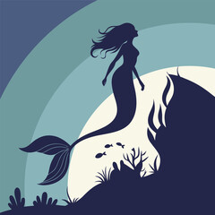 Mermaid fantasy creature silhouette