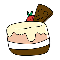 handrawn line cartoon bread and drink cafe doodles design. element stock