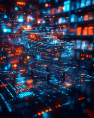 Obraz premium A digital online shopping cart full of products