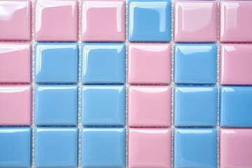 Pastel pink blue square tiles pattern for background design