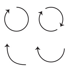 Set of circle arrow. Refresh, reload, recycle 
arrow collection. Black circle arrows. Black curve arrow. semicircle arrow icon .