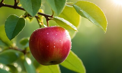 싱싱한 사과 하나 맛있게 생겼다