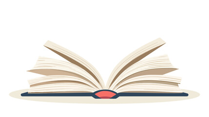 Book is open to a page with a red dot on it. The book is on a white background. Flat vector illustration isolated.
