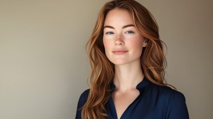 Obraz premium Confident Woman with Freckles in Soft Natural Light