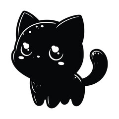 Cute Cat Black Vector,SVG