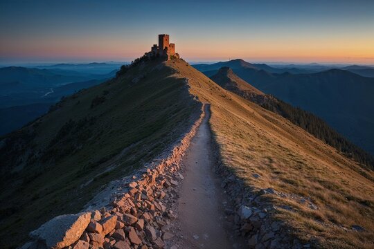 Breathtaking Ridge Trail to Abandoned Fortress at Dusk