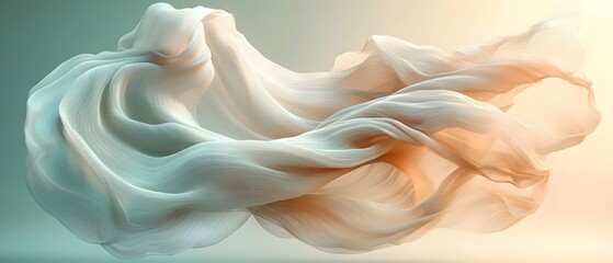 Obraz premium An ethereal, flowing fabric drapes elegantly in soft pastel tones, creating a serene atmosphere. The delicate texture and gentle movement evoke feelings of lightness and tranquility.