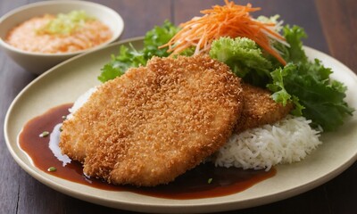 맛있는 돈가스 사진 소스 밥 바삭하고 맛있어보인다