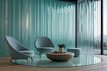 Contemporary Themed Setting with Glass Ripple Effect in a Calming 3D Concept