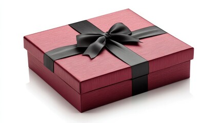 Obraz premium red gift box with black ribbon