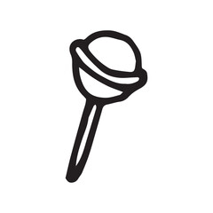 lollipop, candy on a stick linear illustration, icon on white background