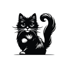 Cute Cat Black Vector,SVG